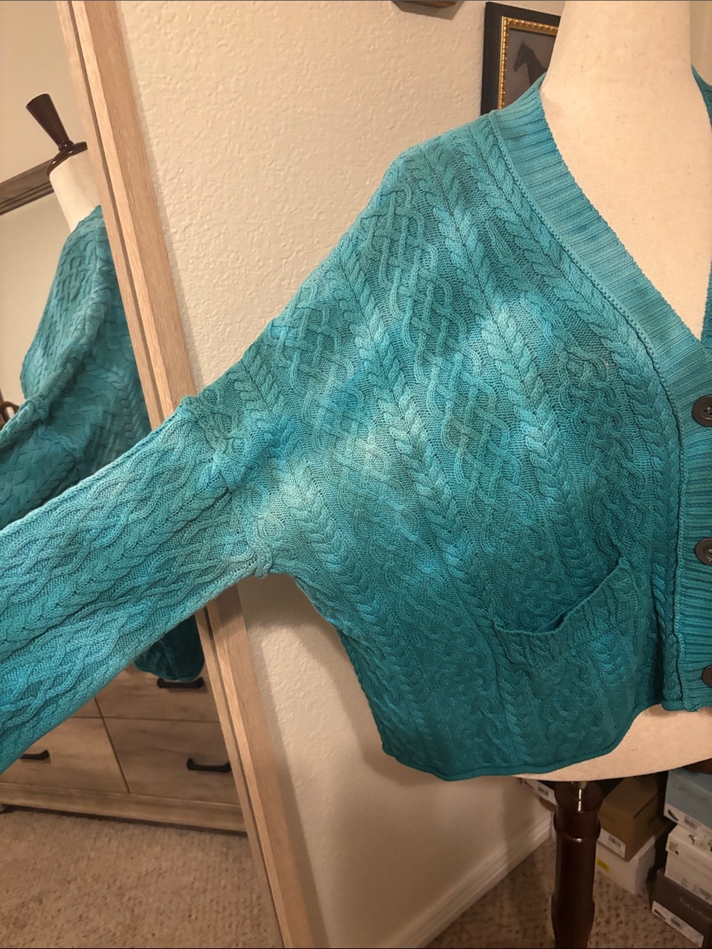 Free People Washed Ashore Cable Lnit Cardigan-Size Medium - Picture 4 of 9